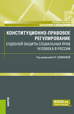 картинка Конституционно-правовое регулирование судебной защиты социальных прав человека в России. (Бакалавриат, Магистратура). Учебное пособие. от магазина КНОРУС